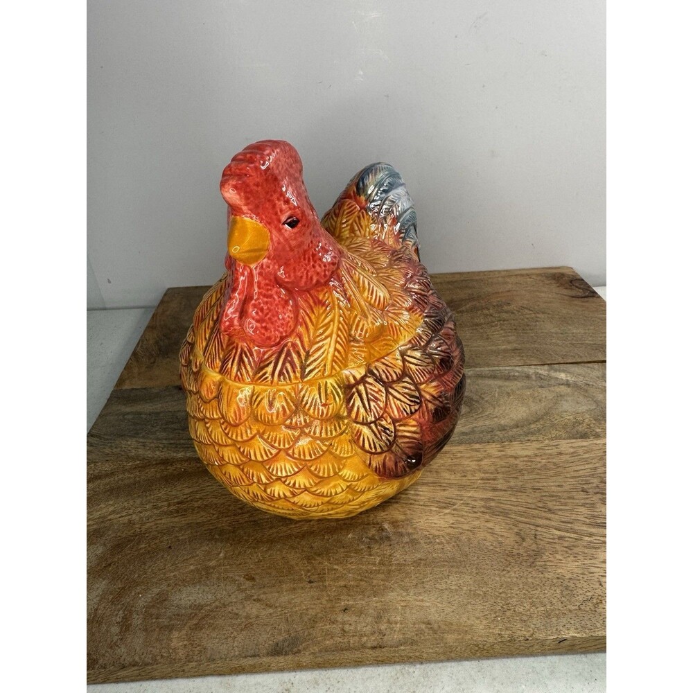 Country Gate By Enesco Multicolored Rooster Cookie Jar Canister 7.5”T 8”W